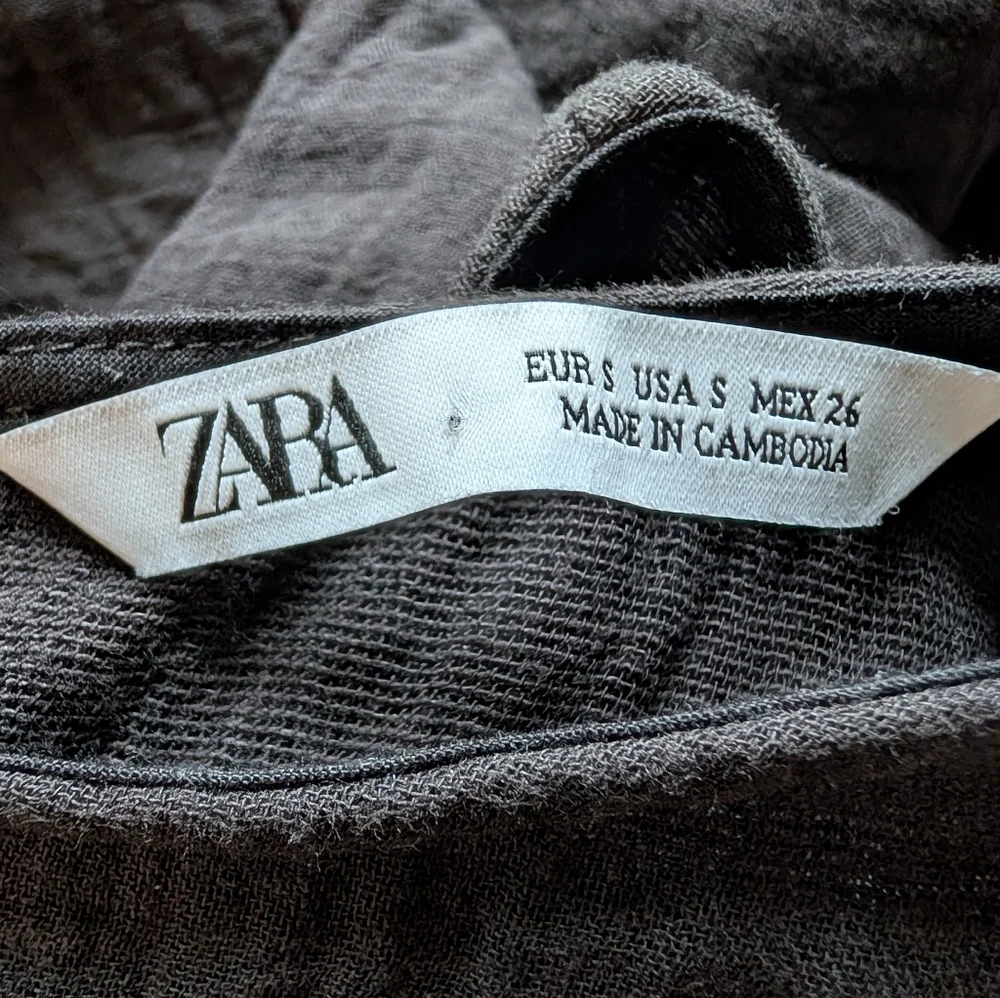 Zara Black Cotton Gauze Midi Dress with Slits and Back Tie Size Small Minimalist - Picture 3 of 12